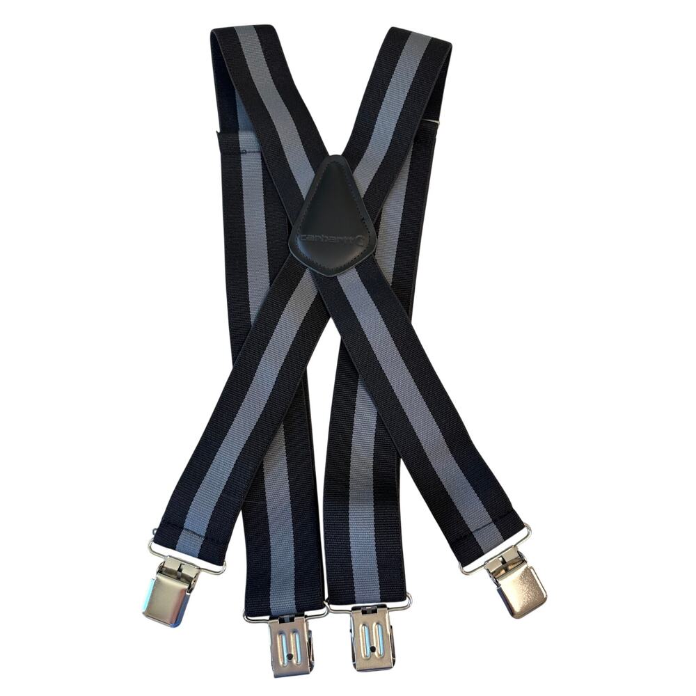CARHARTT Adjustable Stretch Suspenders Men's One Size Black Gray Stripe NWOT